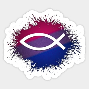 Paint Splatter Bisexual Pride Christian Fish Symbol Sticker